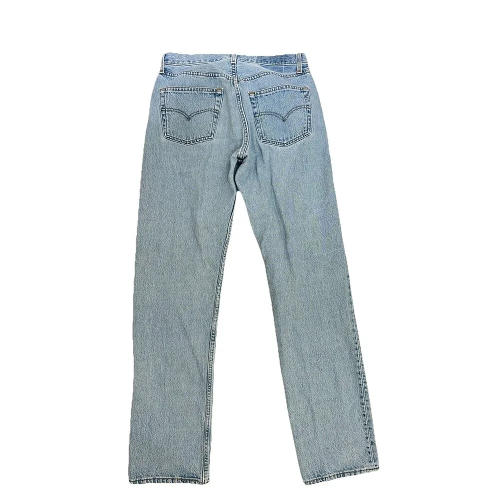 Levi's 501 Straight Leg Jeans Light Blue Cotton Button Fly Regular Fit Men